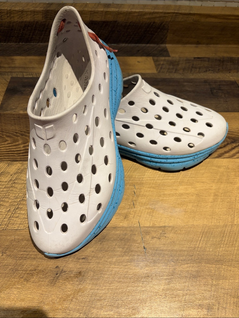 Men's White and Blue Athletic Slip-On Shoes